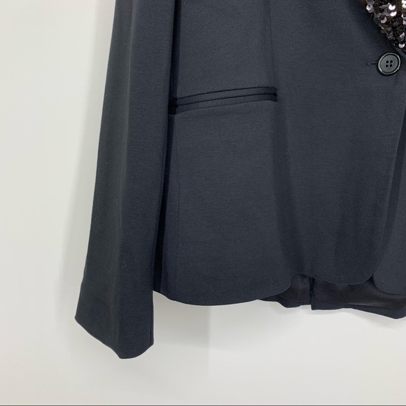 Adrianna Papell Black Sequin Lapel Lightweight Ponte Blazer New Nwt Size Medium - Picture 4 of 16